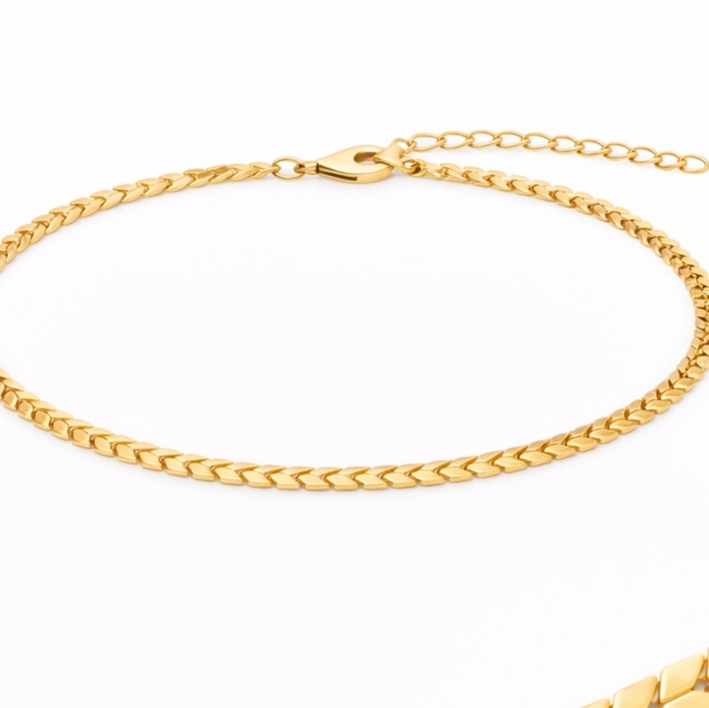 Gold Fishbone Anklet | 8.5" + 2.5" Extender | Adjustable Gold Anklet |